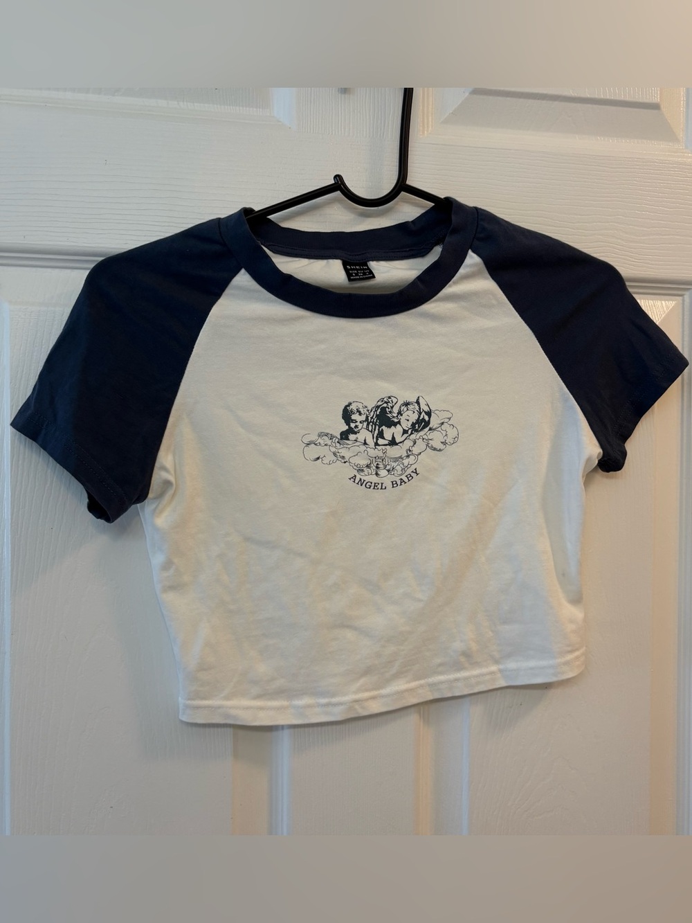 Navy and White Angel Baby Graphic Tee